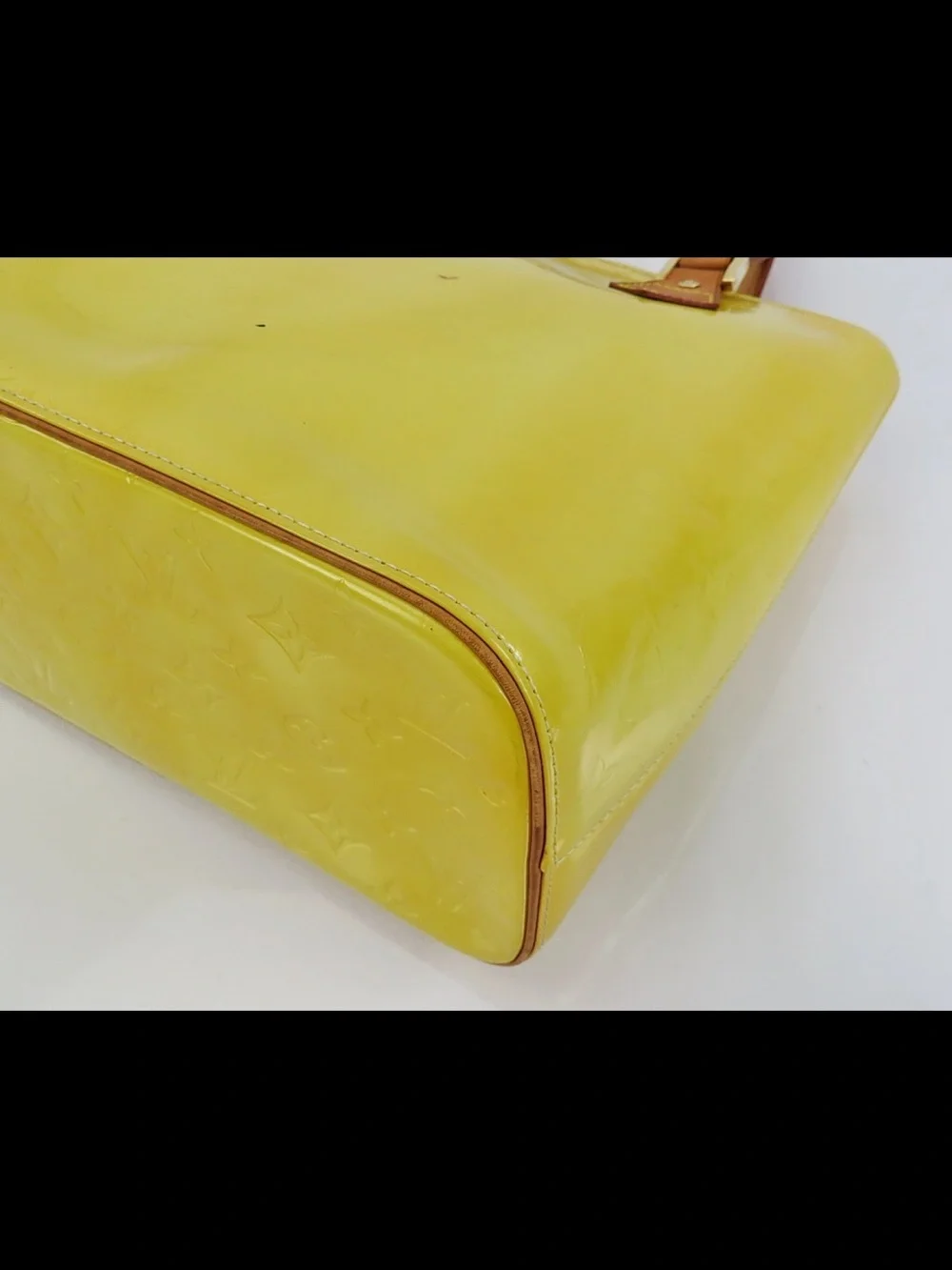 Louis Vuitton Yellow Patent Monogram Tote with Tan Handles